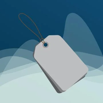 Rectangle shaped label attached by black string on colorful background. Small Stock Illustration