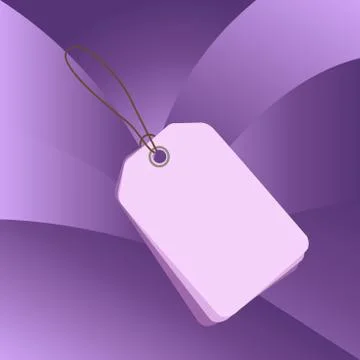 Rectangle shaped label attached by black string on colorful background. Small Stock Illustration