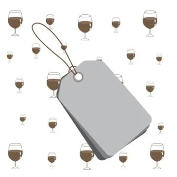 Rectangle shaped label attached by black string on colorful background. Small イラスト素材