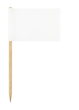 Rectangle shaped toothpick paper flag with wooden pole isolated on white back Illustrazione stock