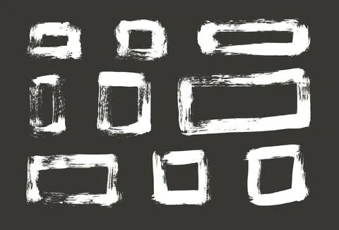 Rectangle shapes brush stroke set. White paint squares frames elements isolated イラスト素材