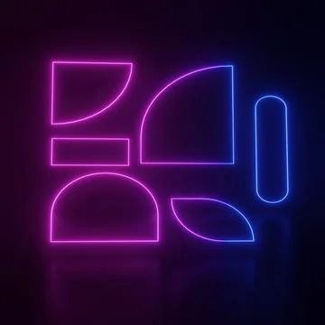 Rectangle shapes Neon Glowing 3D Illustration image Illustrazione stock