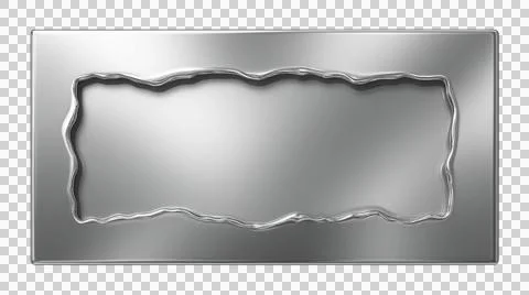 Rectangle silver frame with torn edges, shiny metallic border design elemen.. Stock Illustration