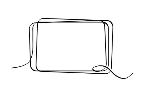 Rectangle simple vector hand draw sketch black vector line art continous fram Stock Illustration