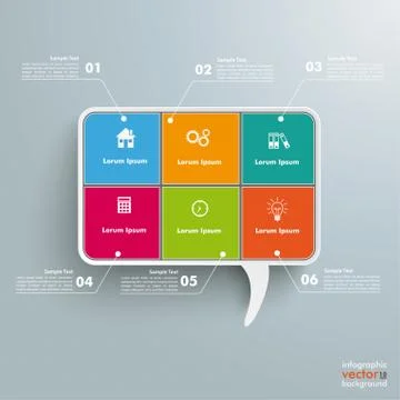 Rectangle speech bubble 6 options Stock Illustration