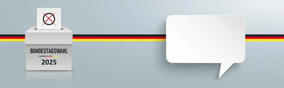 Rectangle Speech Bubble German Vote Box Bundestagswahl 2025 Head German Te... Stock Photos