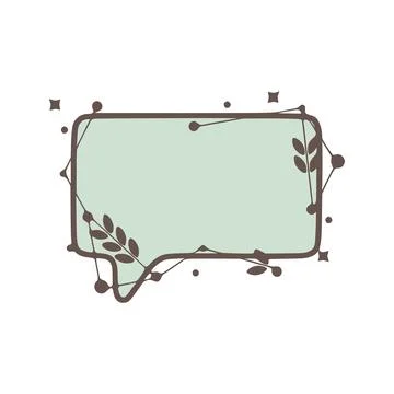 Rectangle Speech bubble nature geometric frames with leaves made from lines.. Illustrazione stock