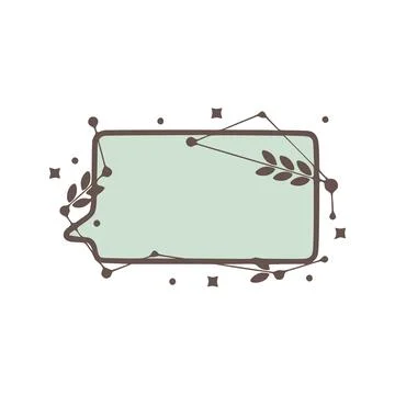 Rectangle Speech bubble nature geometric frames with leaves made from lines.. Stock Illustration