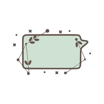 Rectangle Speech bubble nature geometric frames with leaves made from lines.. Stock Illustration
