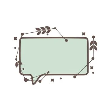 Rectangle Speech bubble nature geometric frames with leaves made from lines.. Stock Illustration