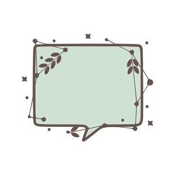 Rectangle Speech bubble nature geometric frames with leaves made from lines.. Stock Illustration
