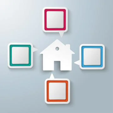 Rectangle Speech Bubbles Centre House Illustrazione stock