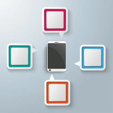 Rectangle Speech Bubbles Centre Smartphone Stock Illustration
