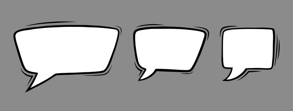 Rectangle speech bubbles in comic style. Square speech bubbles isolated in grey Stock Illustration