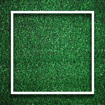 Rectangle square white frame edge on green grass with shadow background. De.. Stock Illustration