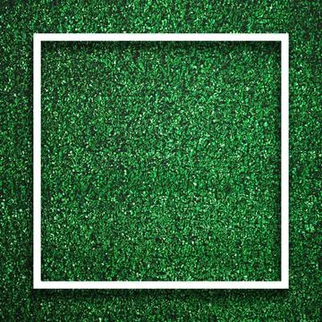 Rectangle square white frame edge on green grass with shadow background. D... Stock Photos