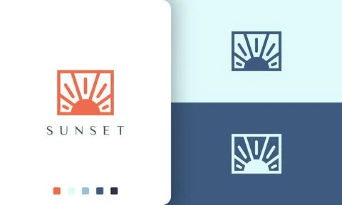 Rectangle sun or energy logo in unique and simple Stock Illustration