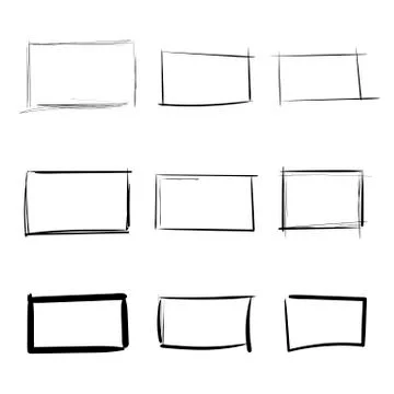 Rectangle templates hand drawn simple set Stock Illustration