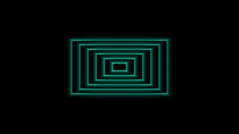 Rectangle tunnel animation with teal neon light. Rectangle tunnel abstract .. Video stock 337370081