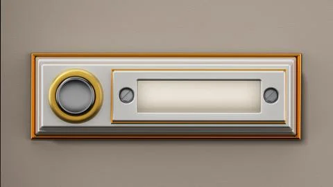 Rectangle vintage doorbell button on the wall. 3D illustration イラスト素材