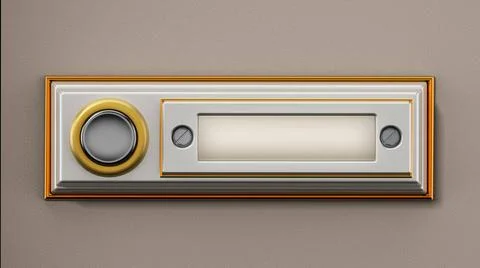 Rectangle vintage doorbell button on the wall. 3D illustration Rectangle v... Stock Photos