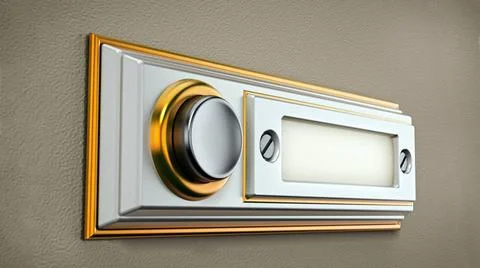 Rectangle vintage doorbell button on the wall. 3D illustration Rectangle v... Stock Photos