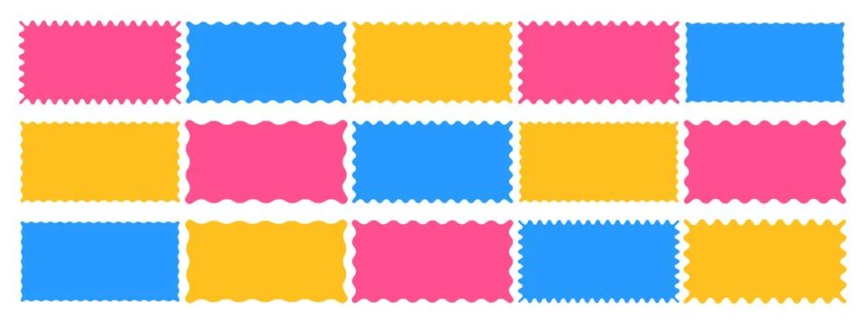 Rectangle wavy frames with scallop edges set. Trendy silhouette borders wit.. 스톡 일러스트