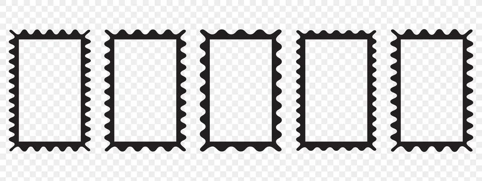 Rectangle wavy frames with scallop edges set. Trendy curved borders. Modern.. Stock Illustration