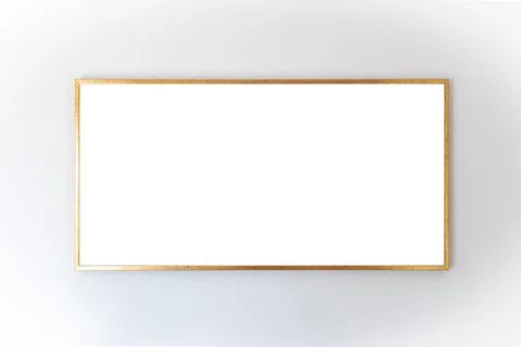 Rectangle white blank space with a wooden frame isolated on a white background Stock Photos