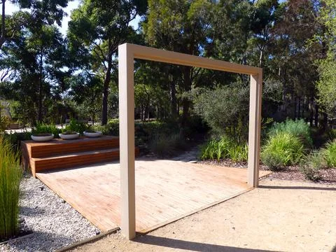 Rectangle window to the gardens Stock Photos
