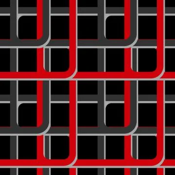 Rectangles and lines seamless pattern red, black, grey eps10 库存插图