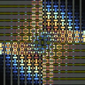 Rectangles and stripes pattern gray blue orange olive Stock Illustration