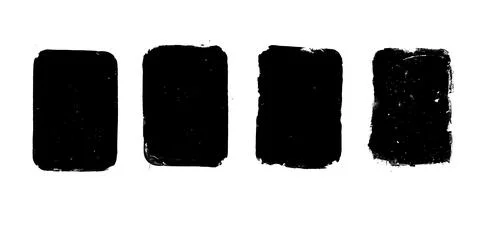 Rectangles callouts frames. Ink grunge text boxes set. Linocut rolled paint Stock Illustration