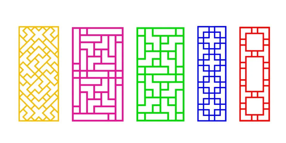 Rectangles Chinese window frame, vector art Stock Illustration