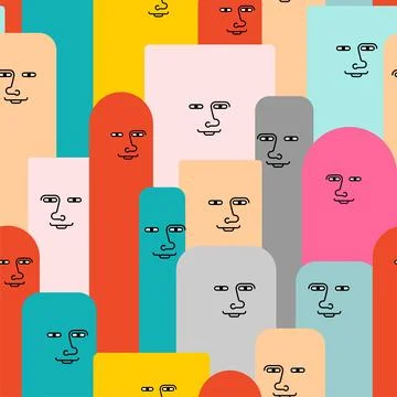 Rectangles with eyes pattern seamless. Geometric figures with face backgrou.. Illustrazione stock