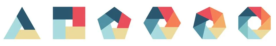 Rectangles or bars with spaces forming polygon shapes, version with three t.. Stock Illustration