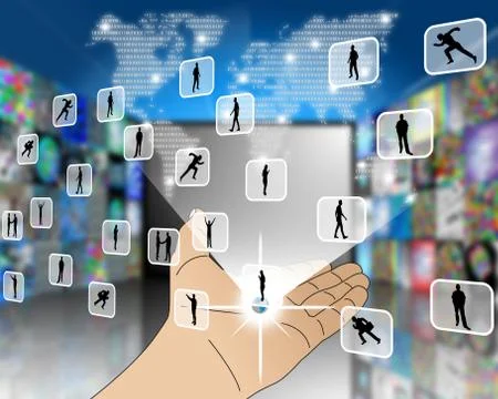 Rectangles with silhouettes Stock Illustration