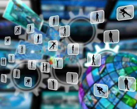 Rectangles with silhouettes Illustrazione stock