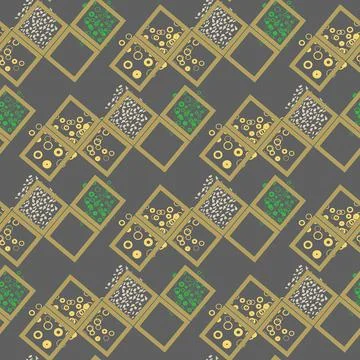 Rectangles, spots, rings in a pattern on a gray background. 스톡 일러스트