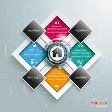 Rectangles Template 4 Options 4 Additions House Centre Stock Illustration