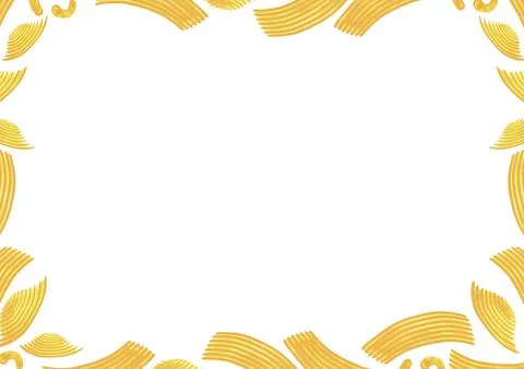 Rectangular A3 frame made of different types of Italian pasta for design Stock Illustration