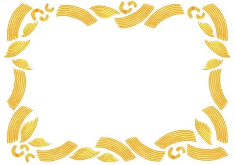 Rectangular A3 frame made of different types of Italian pasta for design Stock Illustration
