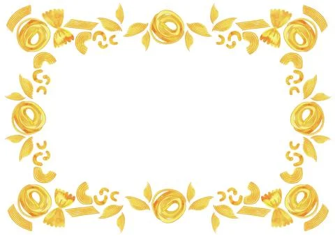 Rectangular A3 frame made of different types of Italian pasta for designing Stock Illustration