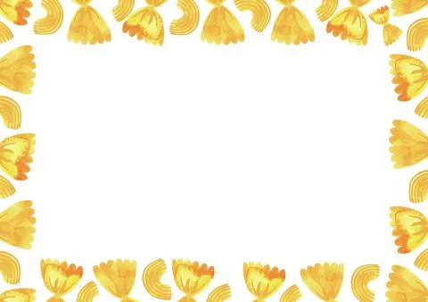 Rectangular A3 frame made of different types of Italian pasta for designing Stock Illustration