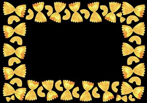Rectangular A3 frame made of different types of Italian pasta for designing 스톡 일러스트