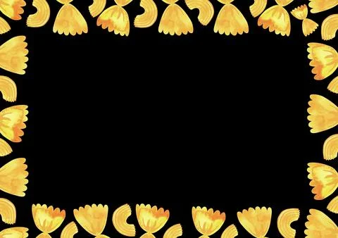 Rectangular A3 frame made of different types of Italian pasta for designing Stock Illustration