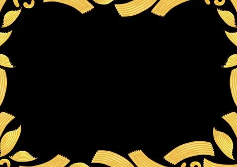 Rectangular A3 frame made of different types of Italian pasta for designing Stock Illustration