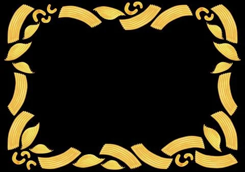 Rectangular A3 frame made of different types of Italian pasta for designing Stock Illustration