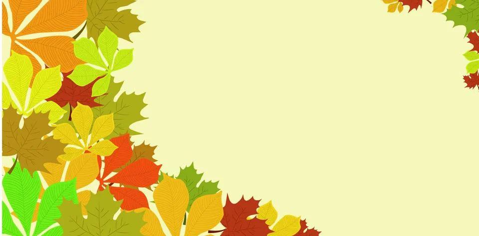 Rectangular abstract background with autumn leaves Illustrazione stock