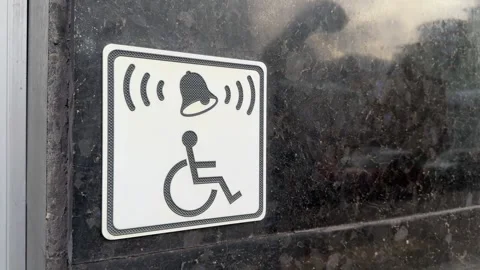 Rectangular accessible entrance sign, featuring white wheelchair disability icon 動画素材 321731003
